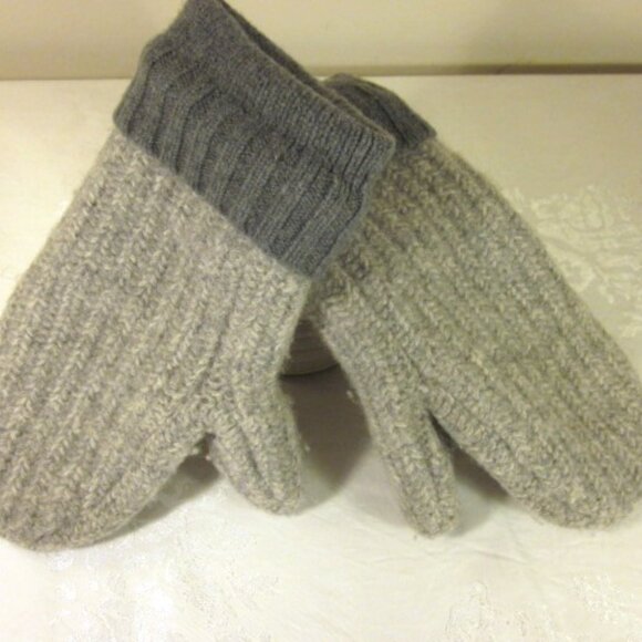 Winter knitted MITTENS FLEECE LINED RIBBED CUF GRAY UNISEX GOOD CONDITION USED - Picture 13 of 15